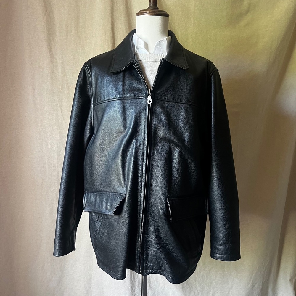 M. Julian Wilsons Black Leather Jacket Thinsulate Lined Coat Mens L Vintage 90s